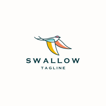 Swallow bird logo icon design template flat vector