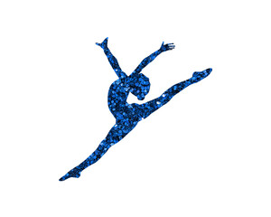 Obraz premium Ballet Female Dance Glitter Blue Icon Logo Symbol illustration