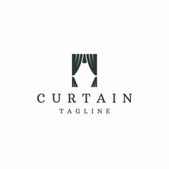 Curtain logo icon design template flat vector