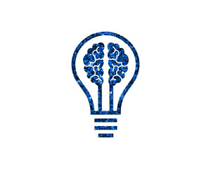 Bulb Idea light Creativity Glitter Blue Icon Logo Symbol illustration