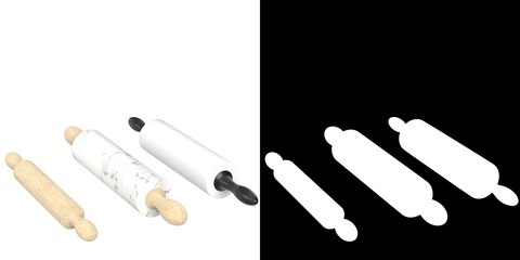3D rendering illustration of some rolling pins