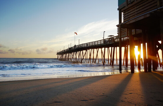 Avalon Pier at sunrise in Kill Devil Hills, on the North Carolina Outer Banks