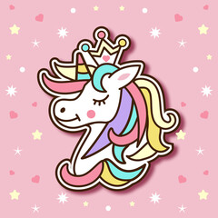 Cute sweet pony unicorn and rainbow. Girly flat vector cartoon hand drawings. Fairy character, cute, animals, horse. Pony is cute and very beautiful. The Best Unicorn Crafts TO MAKE YOUR DAY MAGICAL