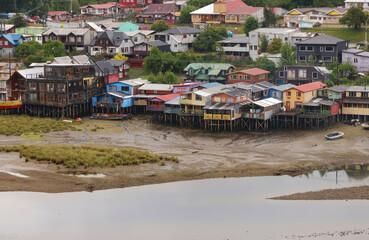 Fototapeta na wymiar The Palafitos of the city of Castro on the island of Chiloe. Chile