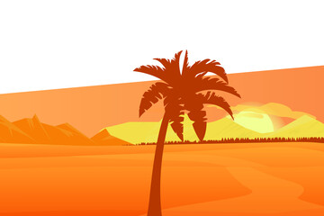 Obraz na płótnie Canvas Desert landscape with palm tree and place to write text