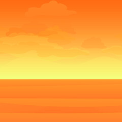 Landscape of an empty desert. Sand and sun. Vector
