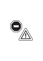 Attention, stop road signs. No entry. Entry prohibited. Vector icons isolated