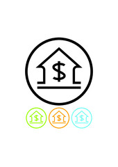 House flipping concept. Home icon with dollar symbol. Bank or real estate logo