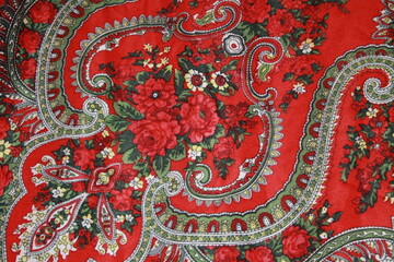 Red handkerchief with painting, 