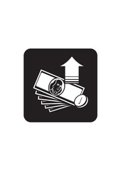 Deflation. US dollar rate. USD growing. Stock market vector icon. Transfer or send money