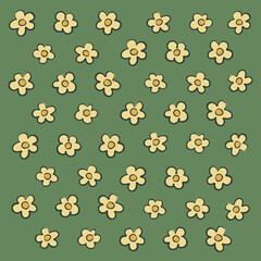 Painted daisies on a dark green background