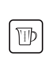 Measuring pitcher cup. Vector glass jug icon isolated