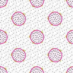 Seamless pattern with pitaya. Dragonfruit. Vector illustration.