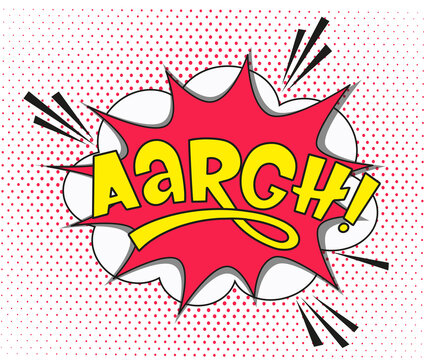 Comic lettering aargh with red lips and an open mouth. Vector bright cartoon illustration in retro pop art style. Comic text sound effects. EPS 10.	