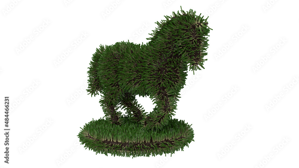 Poster 3d rendering - horse 3d model with grass texture