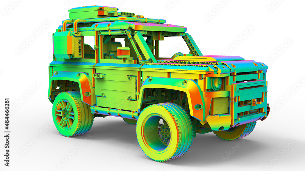 Poster 3d rendering - off-road 4x4 car finite element analysis