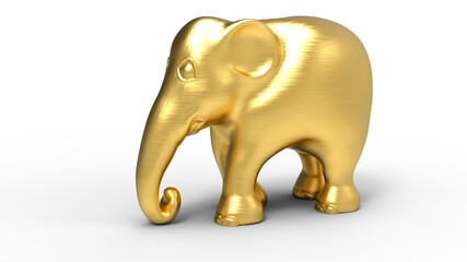 Fototapeta na wymiar 3D rendering - golden elephant cub statuette