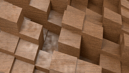 3D rendering - wooden blocks