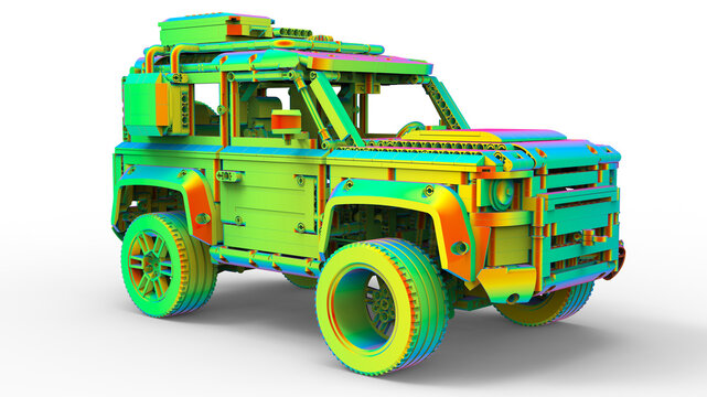 3D rendering - off-road 4x4 car finite element analysis