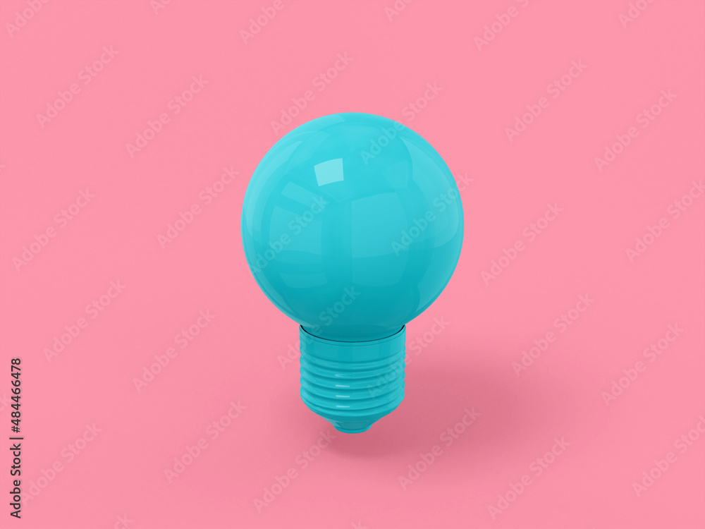 Poster blue mono color lamp on a pink solid background. minimalistic design object. 3d rendering icon ui ux