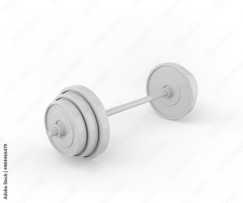 Aufkleber white barbell on a white background. minimalistic design object. 3d rendering.