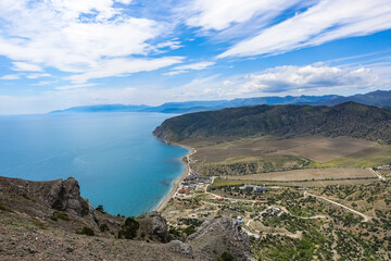 Fototapeta premium Nature photos on the Golitsyn trail. Landscapes of the Black Sea and the Crimean mountains in greenery. Crimea.