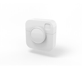 White camera popular social network on a white background. Minimalistic design object. 3d rendering icon ui ux interface element.