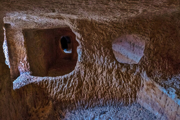 The caves of the Moors in Bocairent, Spain, dwellings carved into the rock from medieval times