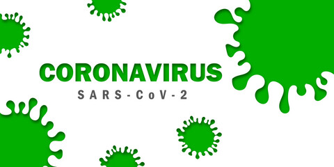 GREEN CONCEPT CORONAVIRUS. SARS-COV. Wuhan coronavirus 2019-nCoV concept.Dangerous chinese nCoV coronavirus, SARS pandemic risk alert. Symptoms. Chinese virus. Vector illustration