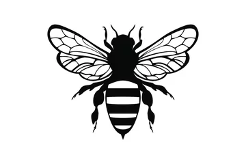 Fotobehang Honey Bee icon, honey bee silhouette on white background © Maksim