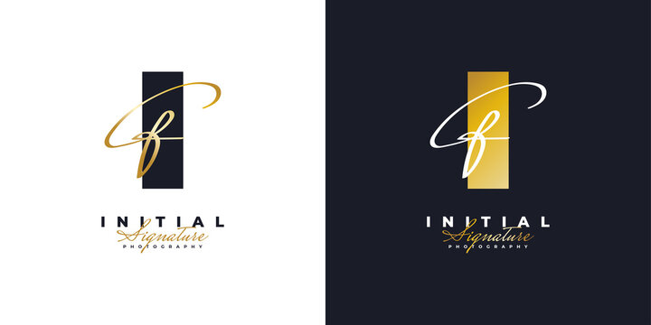 Initial CF Logo Design with Elegant Handwriting Style. CF Signature Logo or Symbol