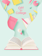 Off to college concept art with text book
