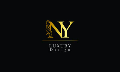 Fototapeta Luxury NY logo, feminine floral NY N Y letter logo icon design for your brand or business obraz