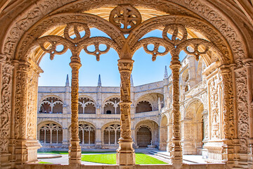 Vault of Mosteiro dos Jeronimos Monastery, famous landmark of Lisbon in Belem district and UNESCO heritage. 