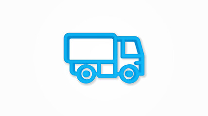 truck cab, van body, container realistic icon. 3d vector illustration. Isolated line color pictogram. Transparent shadows