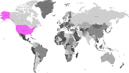 Fototapeta premium World map. United States of America map. USA. 