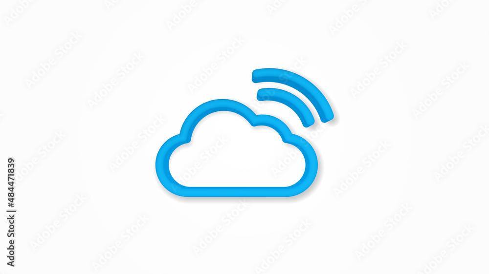 Poster cloud database, computer technology realistic icon. 3d vector illustration. isolated line color pict