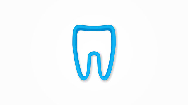 tooth realistic icon. 3d vector illustration. Isolated line color pictogram. Transparent shadows
