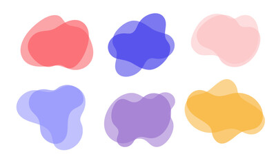 A set of 6 elements of modern design, liquid forms and waves, colorful illustrations for posters, banners, magazines. Vector design. Candy colours.