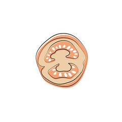 Doodle stylized raw tomato. Simple illustration of fresh vegetable for salad