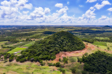 Fototapeta na wymiar Aerial view of the countryside in Paraguay, here near Colonia Independencia.