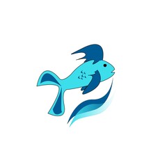 fish in the sea logo design image illustration