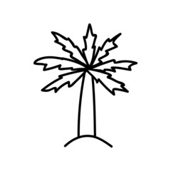 Single hand drawn palm. Vector illustration in doodle style. Isolate on a white background. Summer vibe