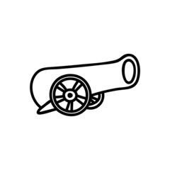 Single hand drawn cannon. Vector illustration in doodle style.