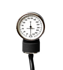 Sphygmomanometer scale for measuring blood pressure in isolation on white background