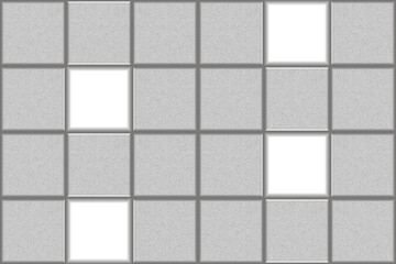 Suspended cassette plasterboard ceiling with built-in LED panels seamless pattern. False ceiling for office and home. Grid vector background with plaster texture. Contemporary interior design