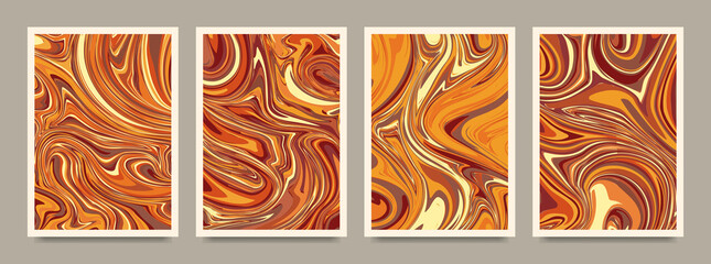 Collection of abstract paintings with liquid paint, for decor, banners, posters. Vector format.
