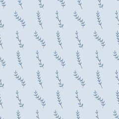 Obraz premium lovely flower pattern - cute plant leaves on a blue background