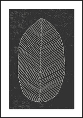 Minimalist botanical monstera leaf abstract collage poster