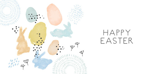 Happy easter watercolor scandinavian rabbit card
